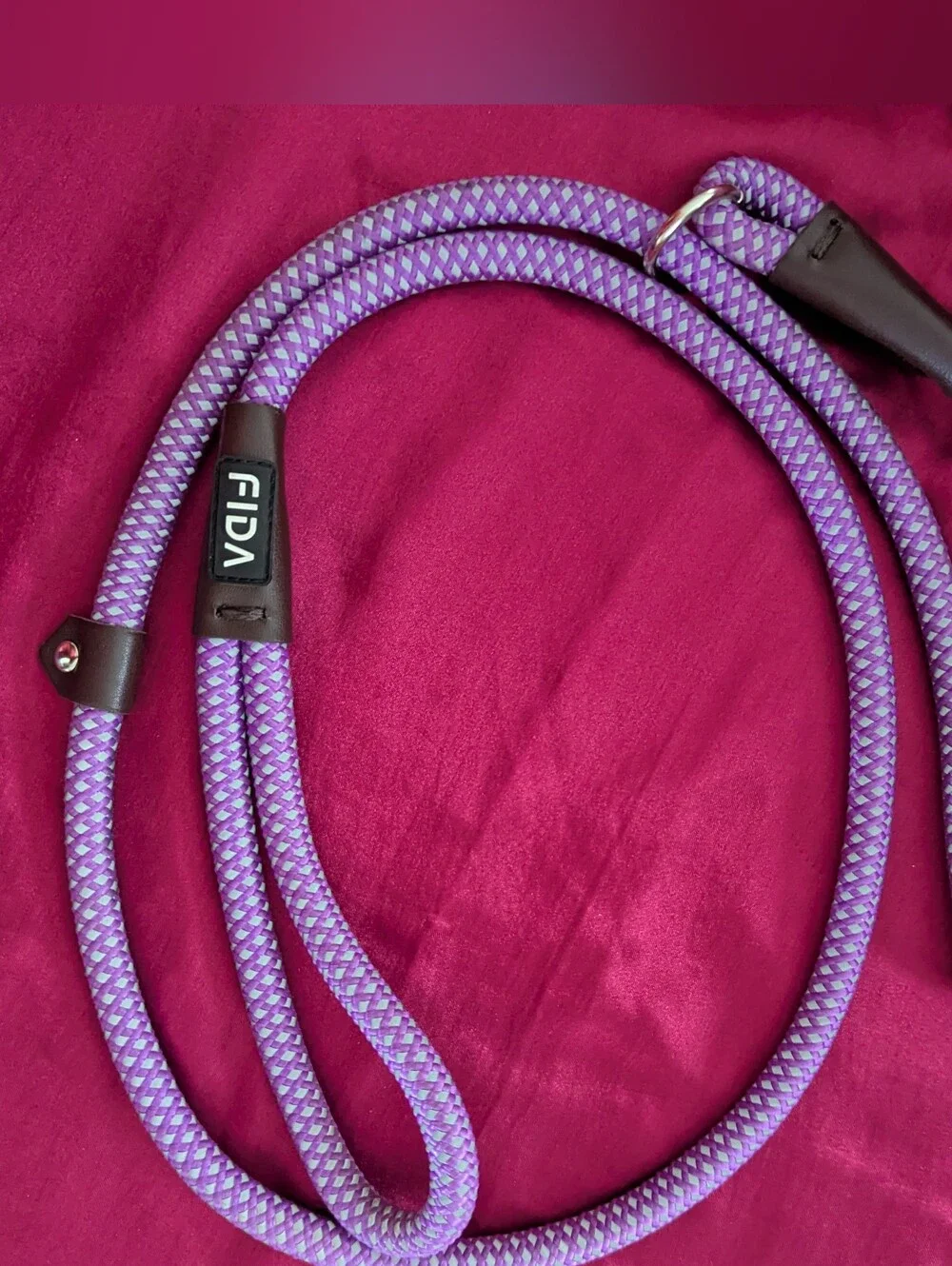 2 FIDA Dog Slip Lead Leashes Reflective Purple 5ft